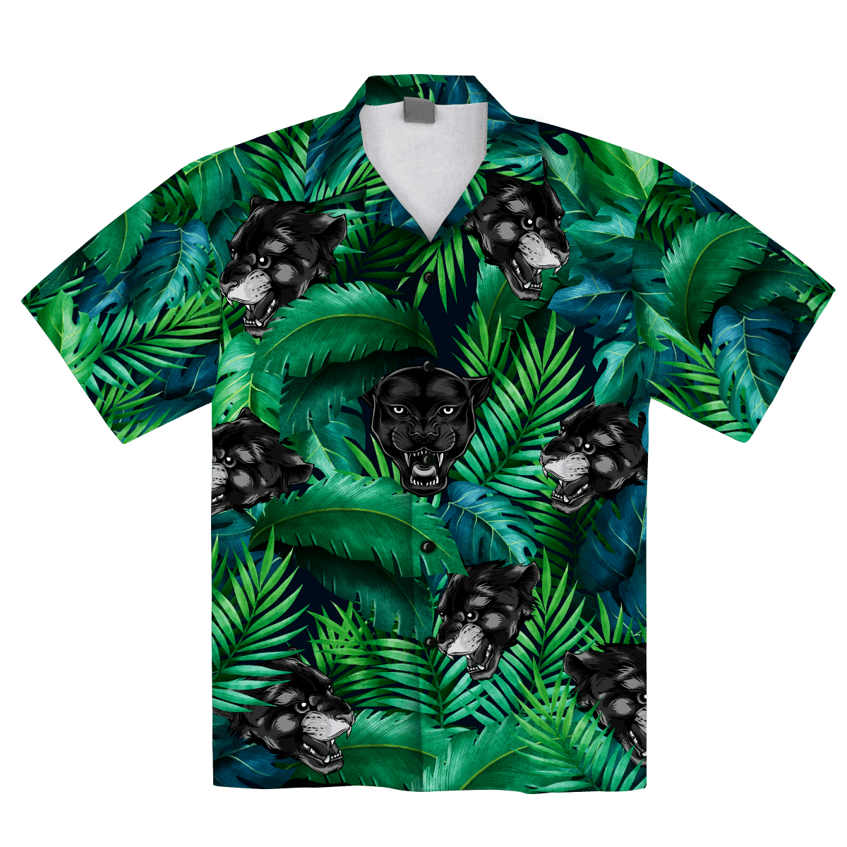 Black PANHWther Tropical Hawaiian Aloha Shirts