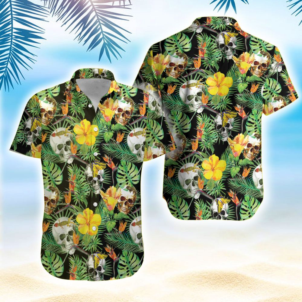 Summer Vibe Skull Bali Tropical Hawaiian Aloha Shirts PANHW