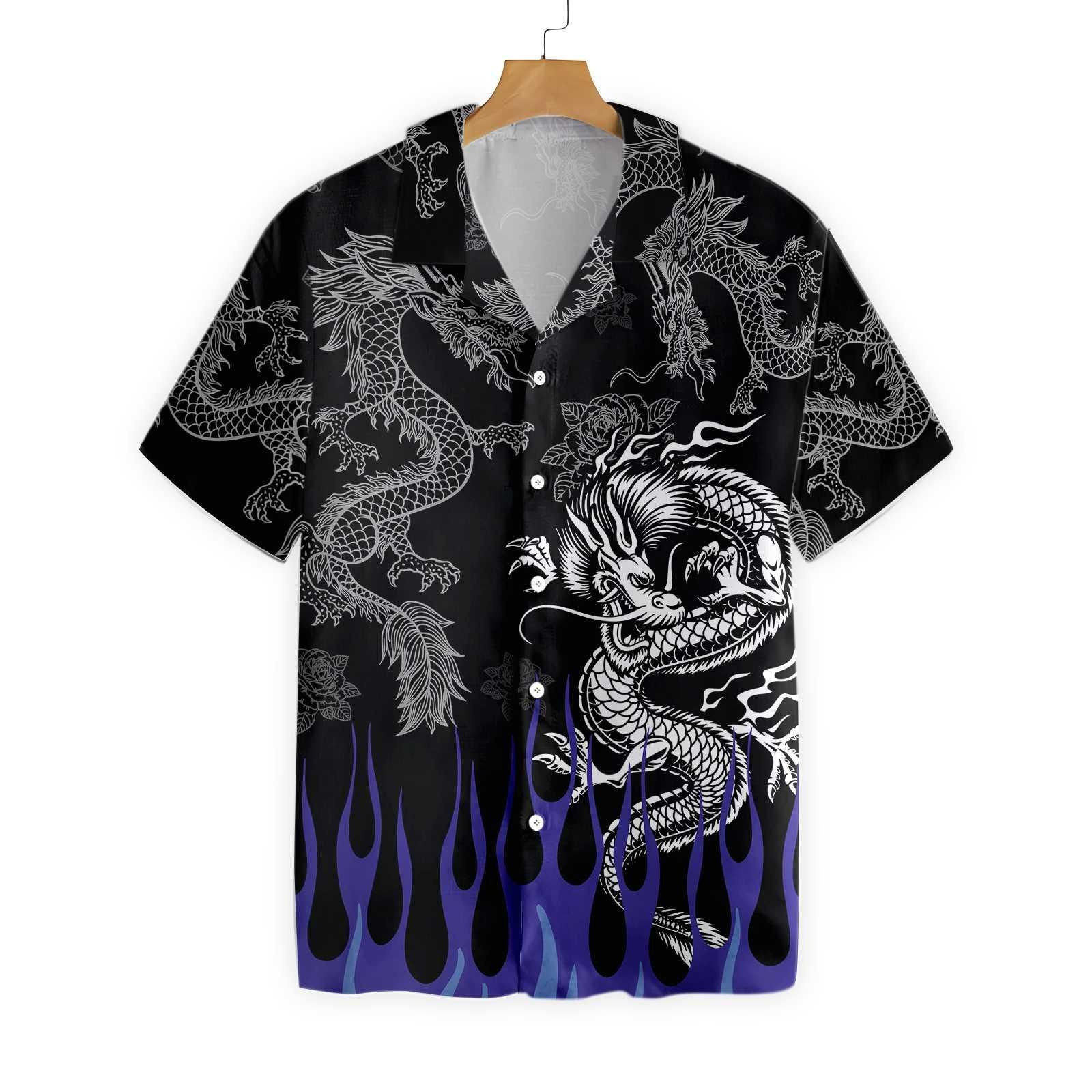 Dragon With Blue Flame Hawaiian Shirt PANHW00132