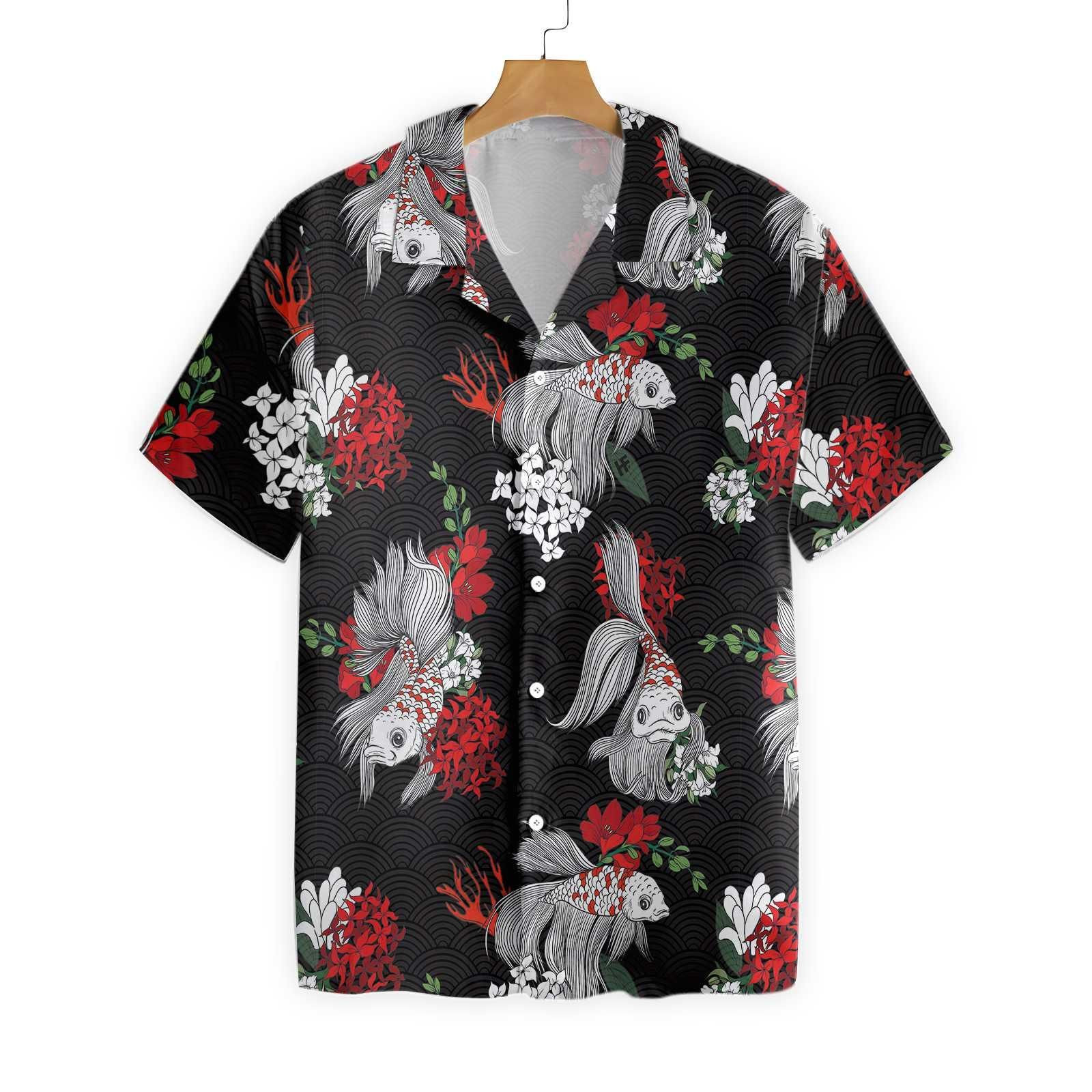 Koi Fish And Flowers Hawaiian Shirt PANHW00017