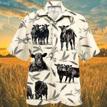 Black Angus Cow Hawaii Shirt PANHW00104