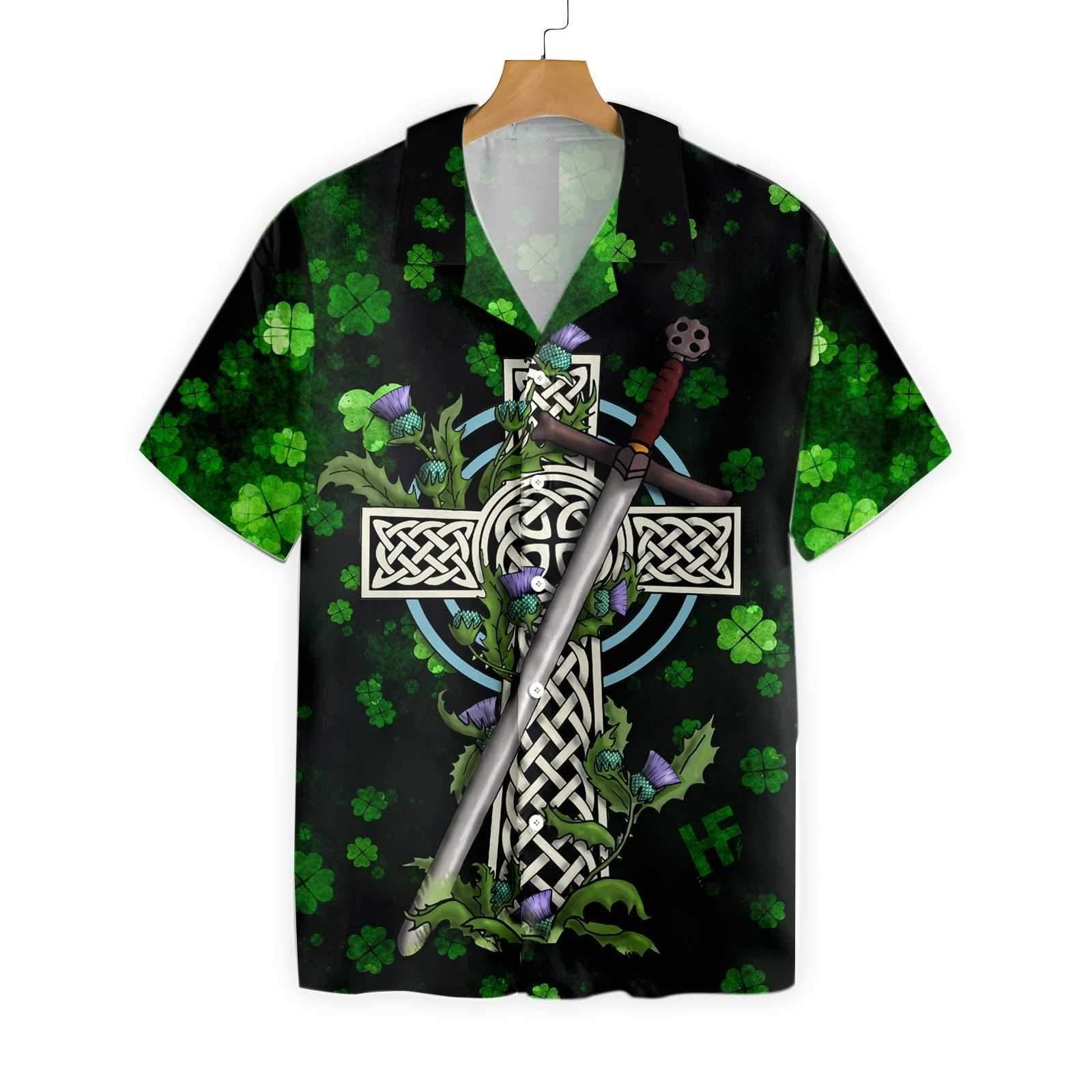 Celtic Cross Irish By Blood Hawaiian Shirt PANHW00148