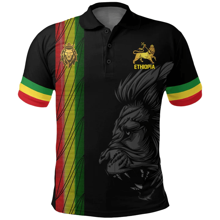 African Polo Shirt Ethiopia Ethiopian Lion Black American Pride Month