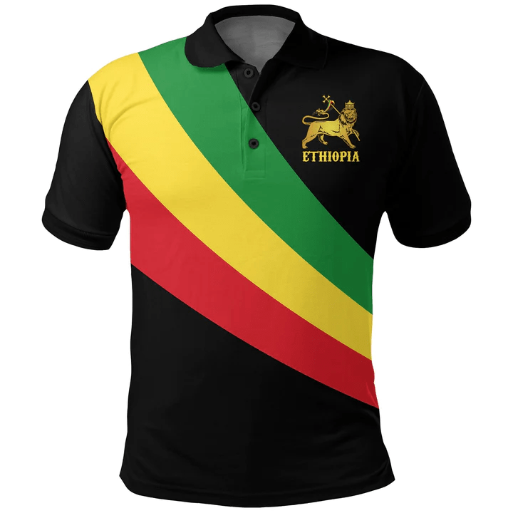African Polo Shirt Ethiopia Flag Ethiopian Black American Pride Month