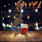 Personalized Texas Cowboy Hat Keychain, Custom Flat Acrylic Keychain for Cowboy