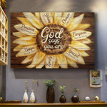 Sunflowers God says you are Wall Art Canvas, Jesus Painting