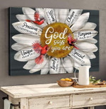 Cardinal and Daisy Flower - God says you are Wall Art Canvas - Jesus Painting