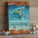 Sea Turtle Everyday is beginning day, Take a deep breath Wall Art Canvas, Bed Room Decor