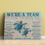 Sea Turtle Couple Wall Art, We're a team Wall Art Canvas, Wedding Day Canvas for Wife, Husband