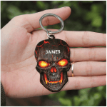 Personalized Skull Keychain, Custom Name Flat Acrylic Keychain for Skull Lover