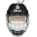 Personalized Ice Hockey Helmet With Cage Keychain, Custom Name flat Acrylic Keychain for Ice Hockey Lovers