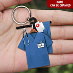 Personalized Nurse Costume Acrylic Keychain, Custom Name Flat keychain for Nurse