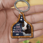 Personalized Just A Girl Who Loves Cows Keychain, Acrylic & Wooden Keychain