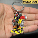 Personalized Keychain Gift For Firefighters Acrylic Keychain, Custom Name Flat Keychain for Firefighter