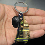 Personalized Firefighter Keychain, Custom Name Flat Acrylic Keychain for Firefighter