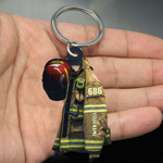 Personalized Captain Firefighter Keychain, Custom Name Flat Acrylic Keychain for Firefighter