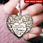 Personalized Family Tree Heart Keychain, Custom Family Members Flat Acrylic & Wooden Keychain