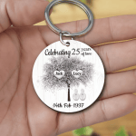 Personalized 25th Wedding Anniversary Couple Family Tree Flat Keychain