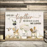 Hummingbird Couple Wall Art, Together We built life we love Canvas for Wife and Husband