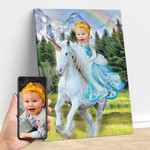 Unicorn Wall Decor, Custom Photo Wall Art canvas for Daughter, Granddaughter, Wall art for bedroom