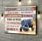 Elephant Life is too short, so live it Wall Art Canvas for Elephant lovers