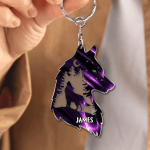 Wolf In Forest Personalized Wolf Acrylic Keychain for Lovers, Keychain for Man