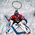 Personalized Hockey Goalie Acrylic Keychain for Goalkeeper love Hockey, Flat Keychain
