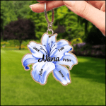 Personalized Family Lily Flowers Keychain, Custom Member names Acrylic Flat Keychain