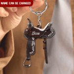 Horse Saddle, Personalized Cowboy Keychain, Cowgirl Acrylic Keychain For Horse Lovers, Name & Saddle Color can be changed