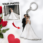 Personalized Couple Keychain, Custom Photo Flat Keychain for Husband and Wife
