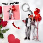 Personalized Couple Keychain, Custom Photo Flat Keychain for Boyfriend and Girlfriend