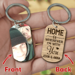 Personalized Home Is Wherever I'm With You Couple Keychain, Stainless Steel Keychain for Boyfriend