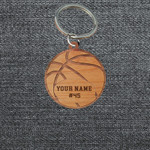 Personalized Basketball Wooden Keychain, Custom Name Flat Keychain for Basketball Lovers