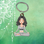 Personalized Yoga Girl Keychain, Custom Name Flat Acrylic Keychain for Yoga Lovers