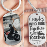 Personalized Couples Who Ride Together Stay Together Keychain for Boyfriend and Girlfriend