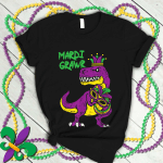 Mardi Grawr Jester Trex Dinosaur Cute Mardi Gras Boys Gift T Shirt