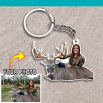 Personalized Deer Hunting Mom Keychain, Custom Photo Flat Acrylic Keychain for Mother