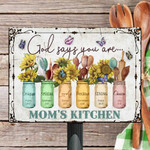 Personalized Mom Kitchen, Sign for Kitchen God Says you are Metal Wall Art for Kitchen Decor for Mom, Grandma