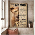 Customized Lion Mother Wall Art Canvas for Mom, Gift from Daughter & Son Lion Canvas