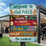 Customized Summer Porch Sign, Welcome Backyard Sign Proudly Serving Vintage Metal Sign