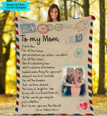 Personalized Letter Blanket for Mom, Long Distance Gift from Daughter Custom Photo Throw Blanket