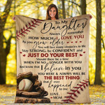 Personalized To My Daughter Baseball Blanket From Mom, Baseball Mom Fleece Blanket