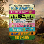 Personalized Camping Sign, Custom Camping Truck, Welcome To Camp Proudly Serving Vintage Metal Sign for Family , Couple