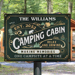 Personalized Camping Cabin, Making Memories Custom Vintage Metal Sign for Camping Cabin