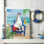 Funny Horse on the Beach Wall Art Canvas for Summer Time Living Room Decor for Horse Lovers