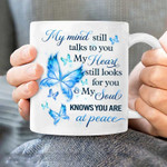 Blue butterfly, My heart still looks for you - Butterfly Coffee Mugs