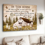 Lamb Painting, Old Barn Painting, In this house We trust in God Wall Art Canvas for Christian