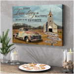 Vintage Truck with Church, Couple Wall Art, Anniversary Wedding Gifts for Farmhouse Decor