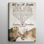Personalized Lion Couple Canvas, We're a team Wall Art for Husband and Wife Lion Lovers