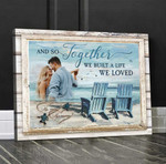 Turtle Beach Couple, Custom Photo Husband and Wife Beach Canvas, Summer Canvas , Wedding Anniversary Gift for Her